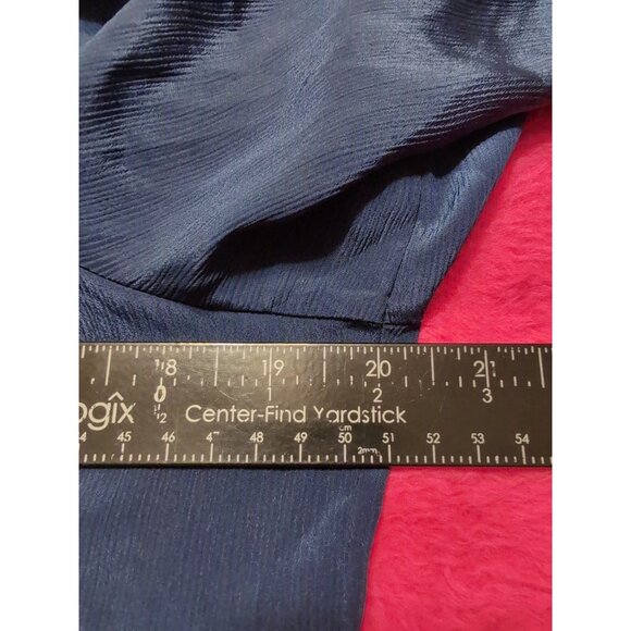 Vintage 1980s Country Suburban Navy Bow Blouse Size 12 Satin - Picture 5 of 6